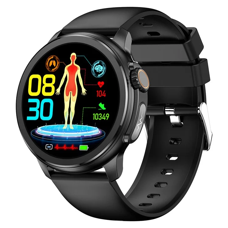 ET481 1.43-inch Fitness Tracker SOS Call ECG Smart Watch, Silicone Strap - Black