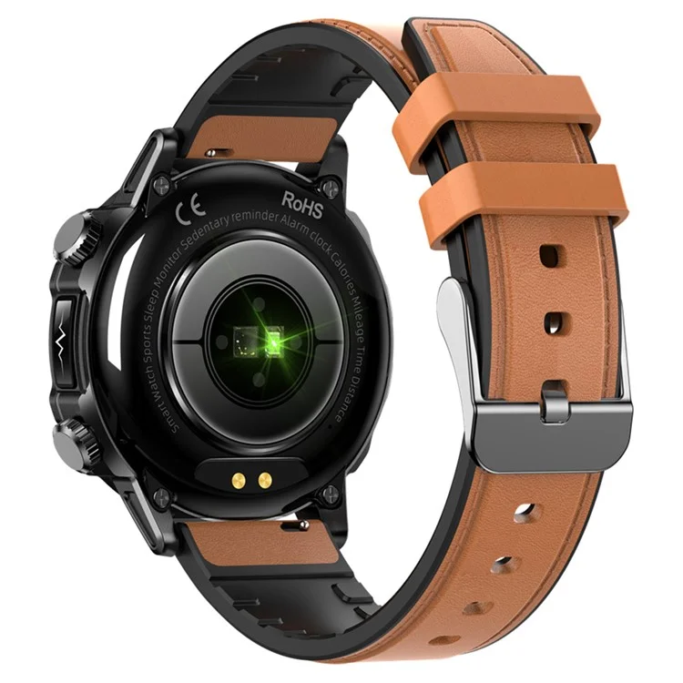 ET482 Sports Smart Watch 1.43" AMOLED Fitness Watch with Bluetooth-compatible Call, ECG, Leather Strap - Brown