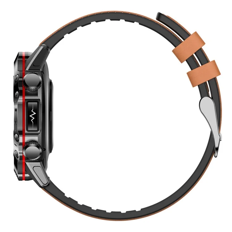 ET482 Sports Smart Watch 1.43" AMOLED Fitness Watch with Bluetooth-compatible Call, ECG, Leather Strap - Brown