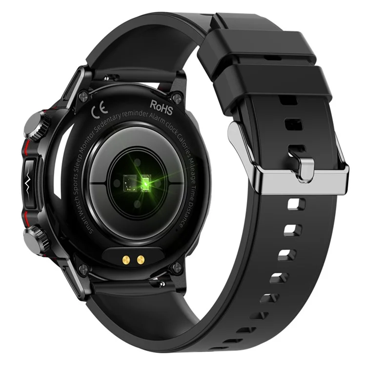 ET482 1,43" AMOLED Smartwatch mit Silikonarmband, Bluetooth-Anruf, EKG-Gesundheits-Sportwatch - Schwarz