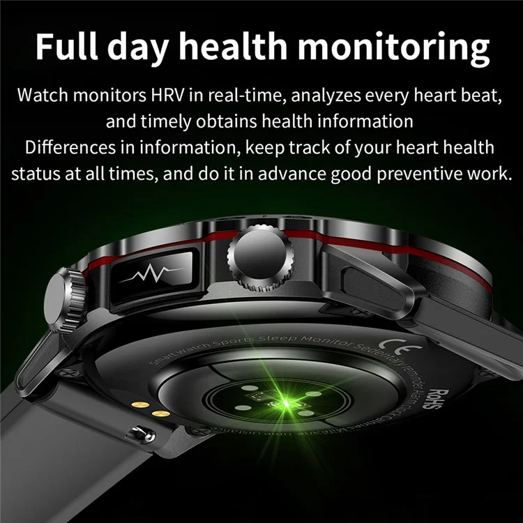 ET482 1,43" AMOLED Smartwatch mit Silikonarmband, Bluetooth-Anruf, EKG-Gesundheits-Sportwatch - Schwarz