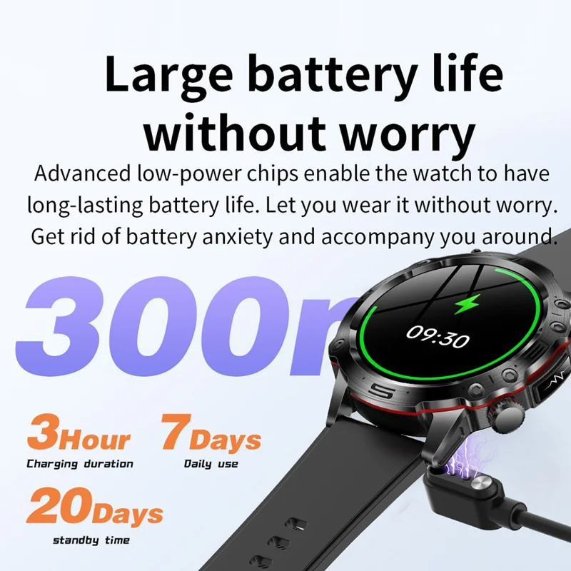 ET482 1.43" AMOLED Smart Watch con cinturino in silicone, chiamata Bluetooth ECG Health Sports Watch - Blu