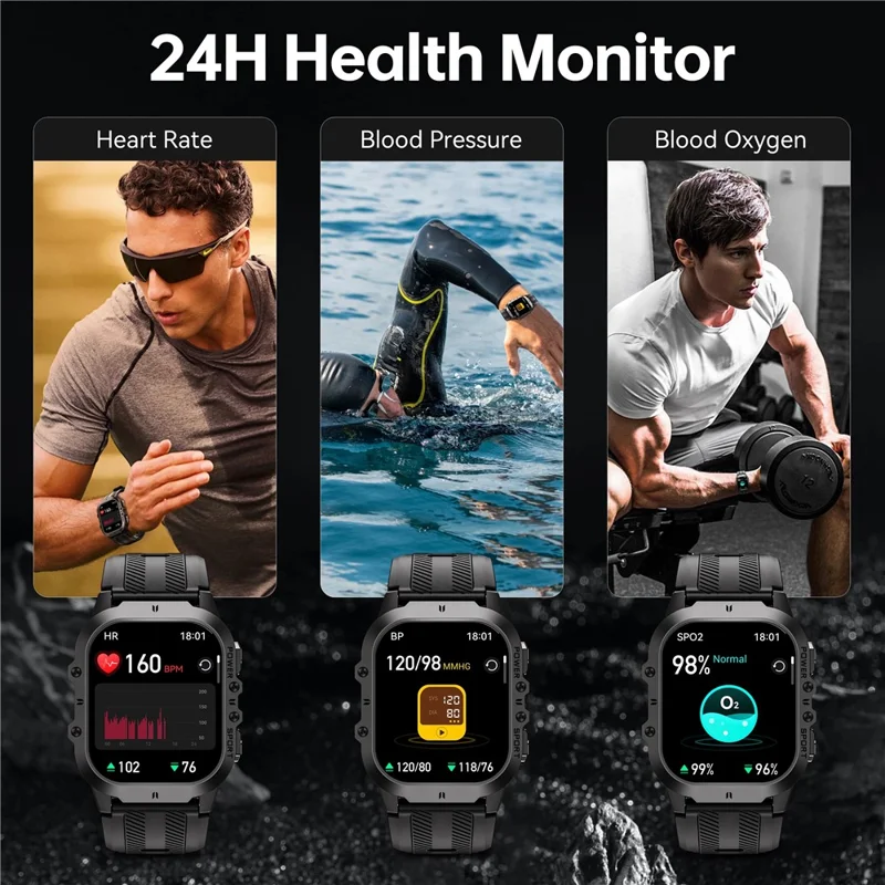 OUKITEL BT20 Smartwatch da 1,96 pollici Outdoor Rugged Health - Blu