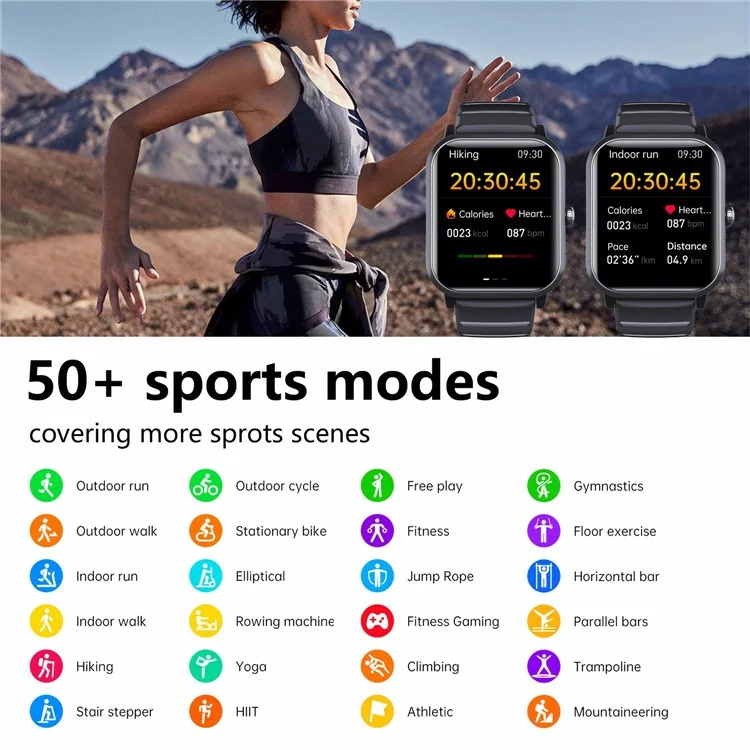 F33 Blood Sugar Heart Rate Monitor 1.91-inch Smart Watch, Silicone Strap - Blue