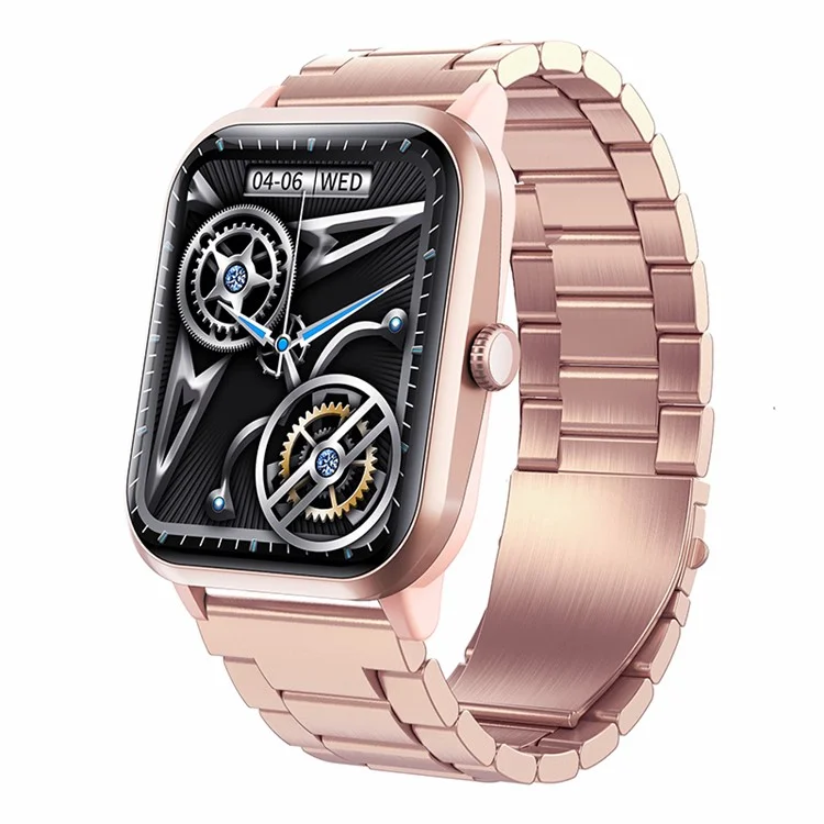 F33 IP67 1.91-inch Smart Watch Blood Sugar Heart Rate Monitor, Steel Strap - Gold