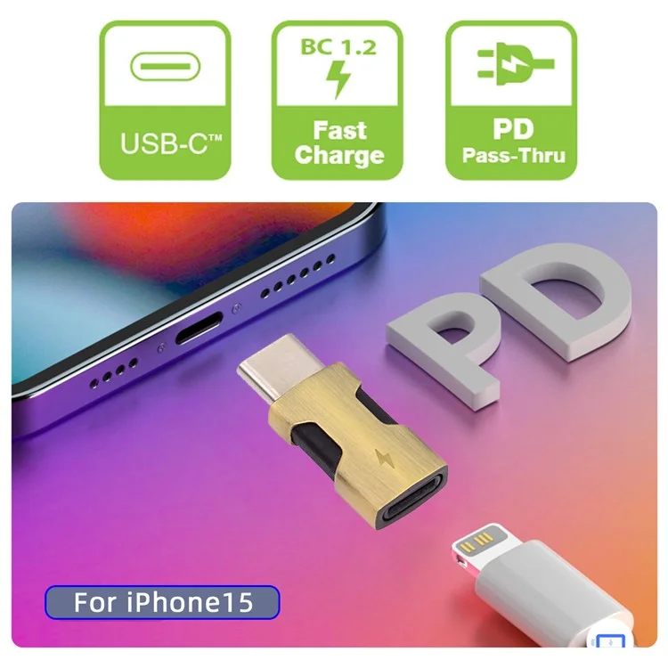 U2-058-LT021 2Pcs / Set USB-C Male to 8P Female Adapter 480Mbps Data Transfer (Gold+Dark Grey)