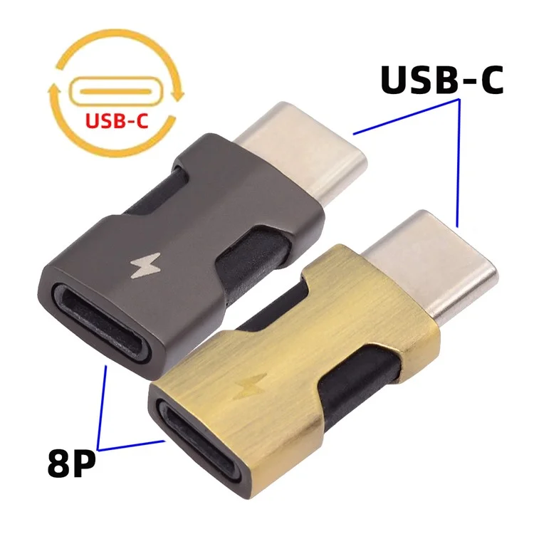 U2-058-LT021 2Pcs / Set USB-C Male to 8P Female Adapter 480Mbps Data Transfer (Gold+Dark Grey)