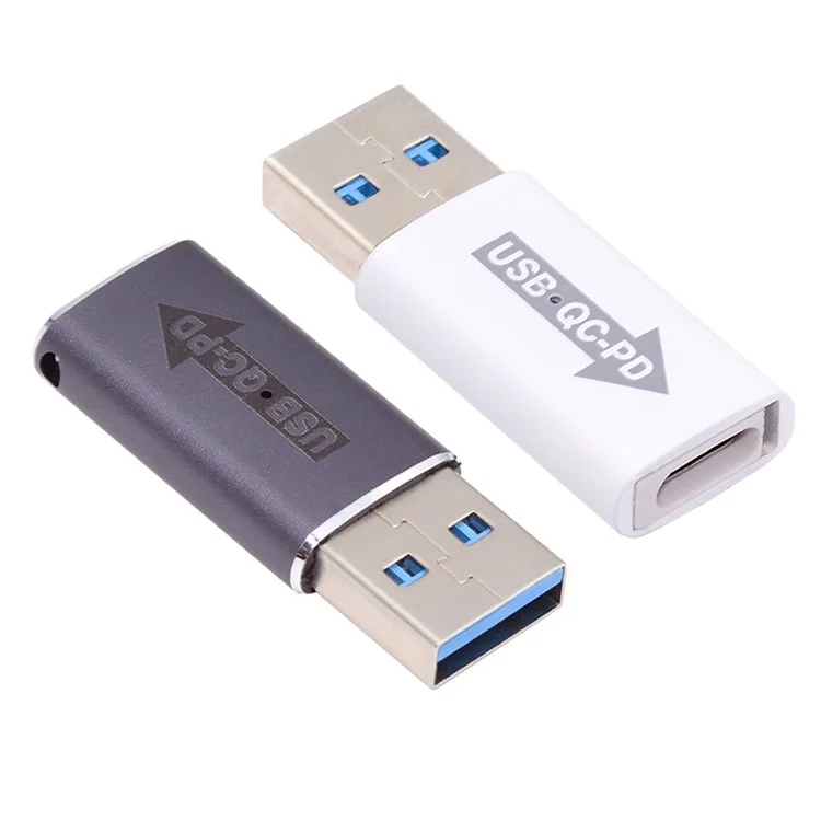 UC-167-QC 2PCS USB 2.0 QC Male to PD Type-C Female Adapter mit LED-Leuchte