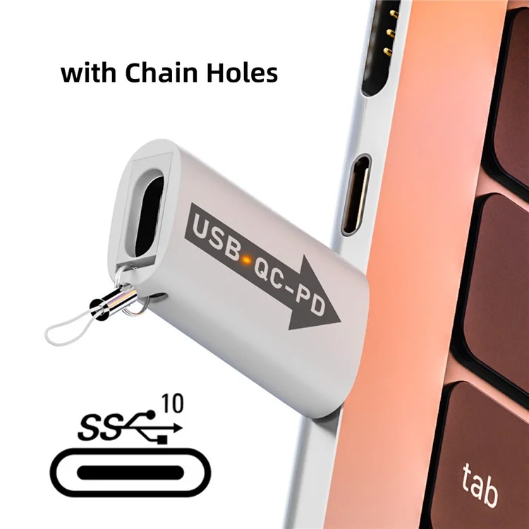 UC-167-QC 2PCS USB 2.0 QC Male to PD Type-C Female Adapter mit LED-Leuchte