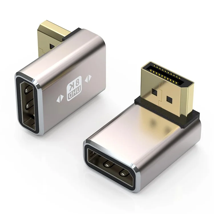 Aluminum Alloy Down Angled DisplayPort DP1.4 Male to Female 8K 60Hz Converter