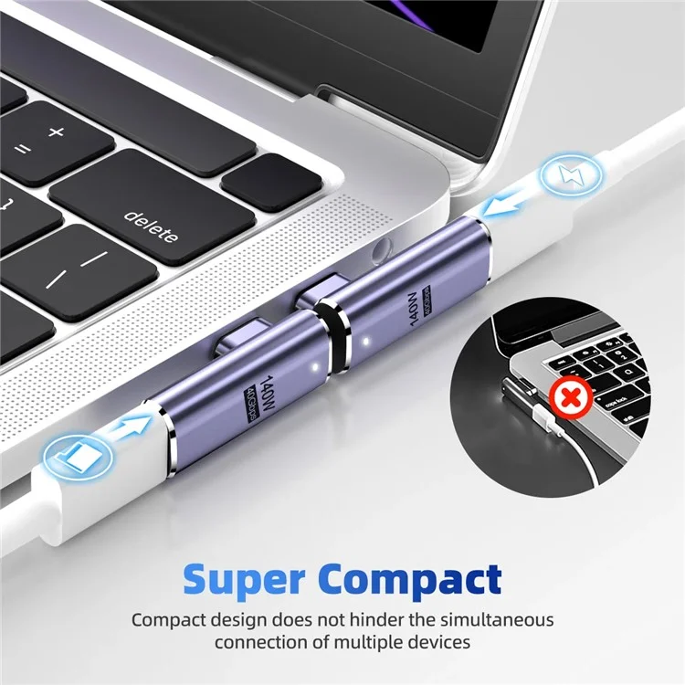 Magnetic USB4 Type-C Front Elbow Converter 40Gbps 140W 5A Fast Charging OTG Adapter