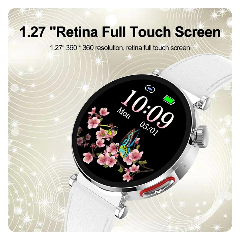 ET490 Women Health ECG Sleeping Monitor Smart Watch Waterproof Bluetooth-compatible Call Wrist Bracelet - White