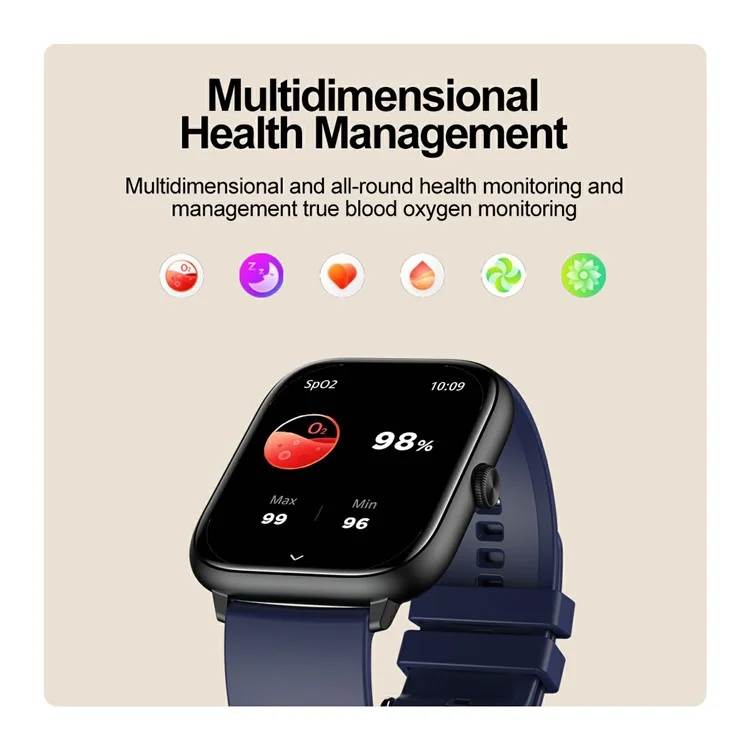 T22 2.06" AMOLED Screen Smart Watch with Bluetooth-compatible Calling, Encoder, Multi-Mode Sports - Black