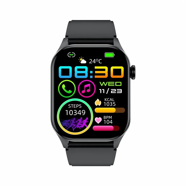 T98 AMOLED Screen Smart Watch Bluetooth Call Health Monitor Wrist Bracelet - Black