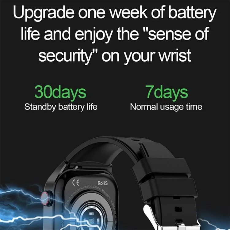 T98 AMOLED Screen Smart Watch Bluetooth-compatible Call Health Monitor Wrist Bracelet - Black