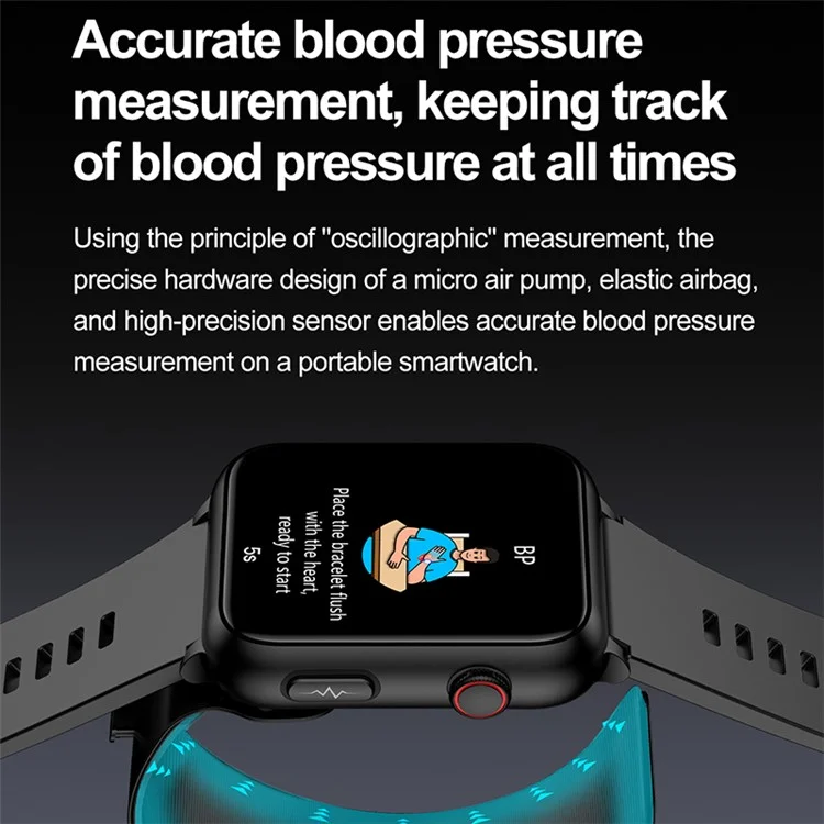 TK63 ECG Smart Watch Air Pump Precise Blood Pressure Fitness Tracker Sleep Monitor - Black