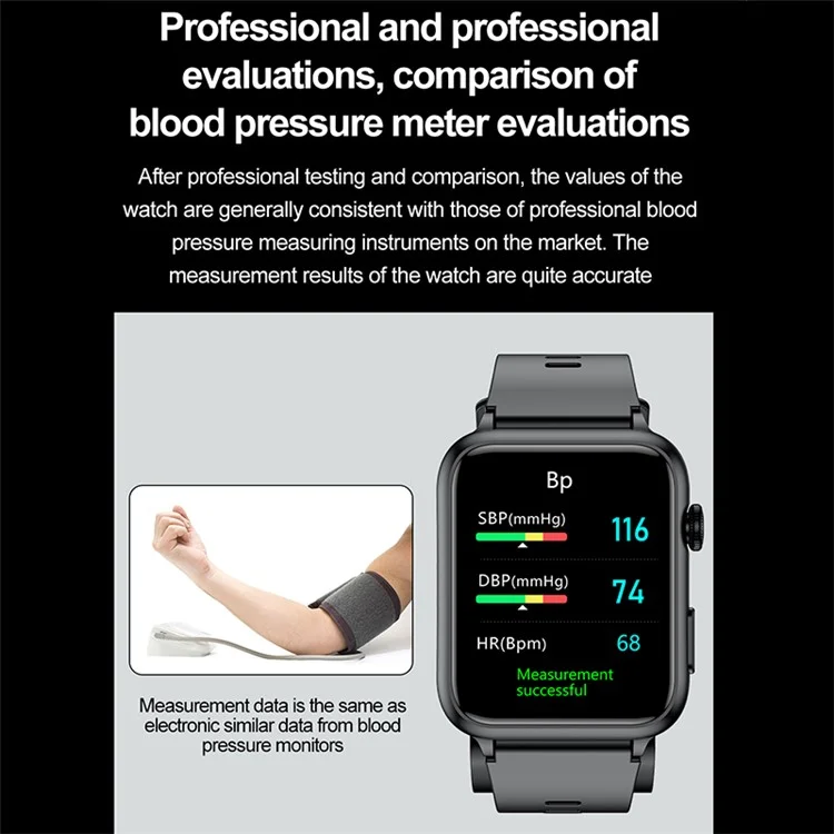 TK63 ECG Smart Watch Air Pump Precise Blood Pressure Fitness Tracker Sleep Monitor - Black