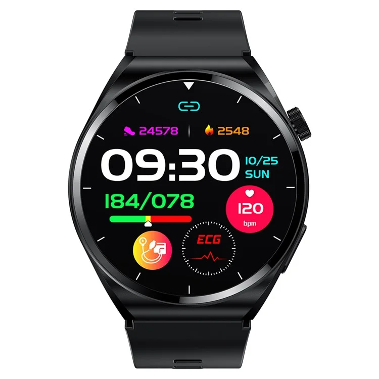 S22 Smart Watch Air Pump Type Blood Glucose Monitor Activity Fitness Tracker - Black