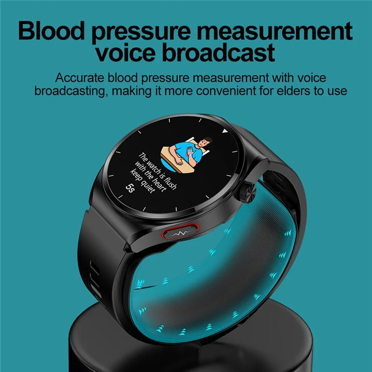 S22 Smart Watch Air Pump Type Blood Glucose Monitor Activity Fitness Tracker - Black
