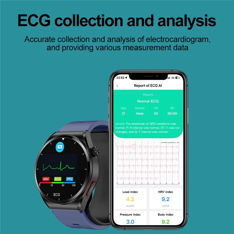 S22 Smart Watch Air Pump Type Blood Glucose Monitor Activity Fitness Tracker - Black