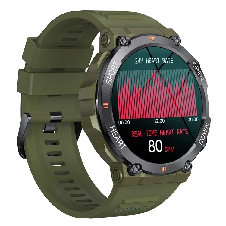 K56 PRO 1,39-Zoll-Rundsmartuhr Bluetooth-Anruffunktion, Schlaf-Gesundheitsüberwachung, Sportwatch - Armeegrün