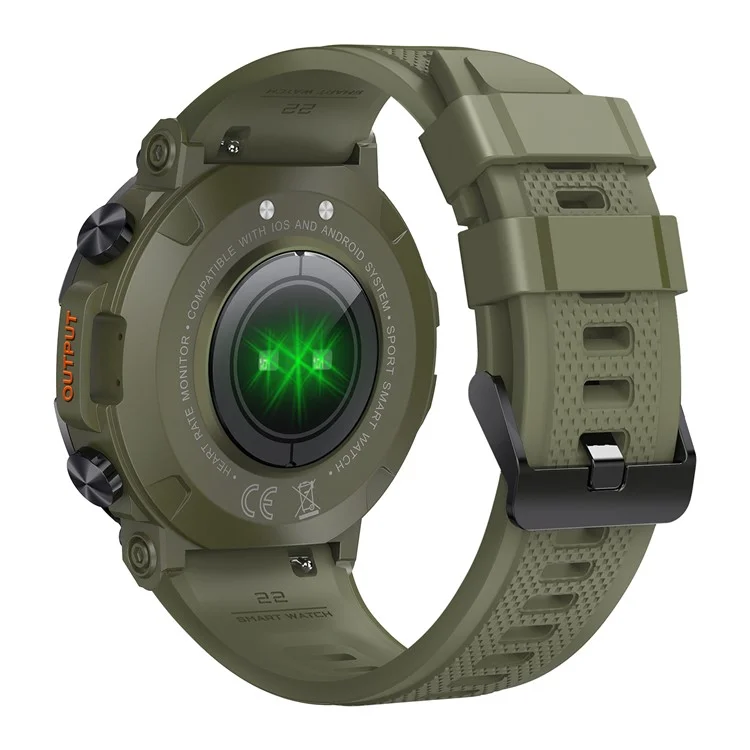 K56 PRO 1,39-Zoll-Rundsmartuhr Bluetooth-Anruffunktion, Schlaf-Gesundheitsüberwachung, Sportwatch - Armeegrün