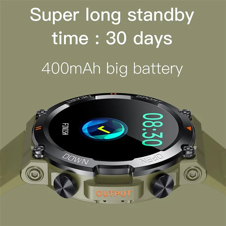 K56 PRO 1,39-Zoll-Rundsmartuhr Bluetooth-Anruffunktion, Schlaf-Gesundheitsüberwachung, Sportwatch - Armeegrün