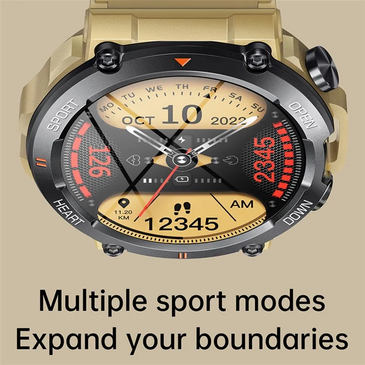 K56 PRO 1,39-Zoll-Rundsmartuhr Bluetooth-Anruffunktion, Schlaf-Gesundheitsüberwachung, Sportwatch - Armeegrün