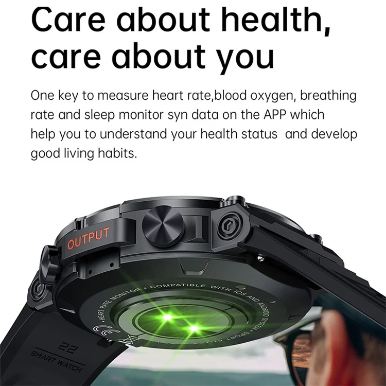 K56 PRO 1,39-Zoll-Rundsmartuhr Bluetooth-Anruffunktion, Schlaf-Gesundheitsüberwachung, Sportwatch - Armeegrün