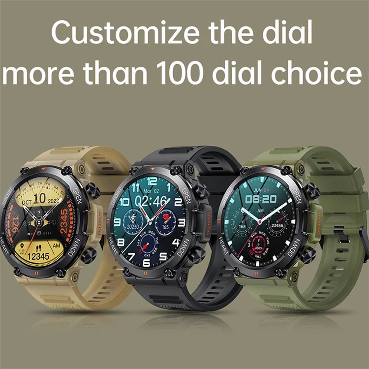 K56 PRO 1,39-Zoll-Rundsmartuhr Bluetooth-Anruffunktion, Schlaf-Gesundheitsüberwachung, Sportwatch - Armeegrün