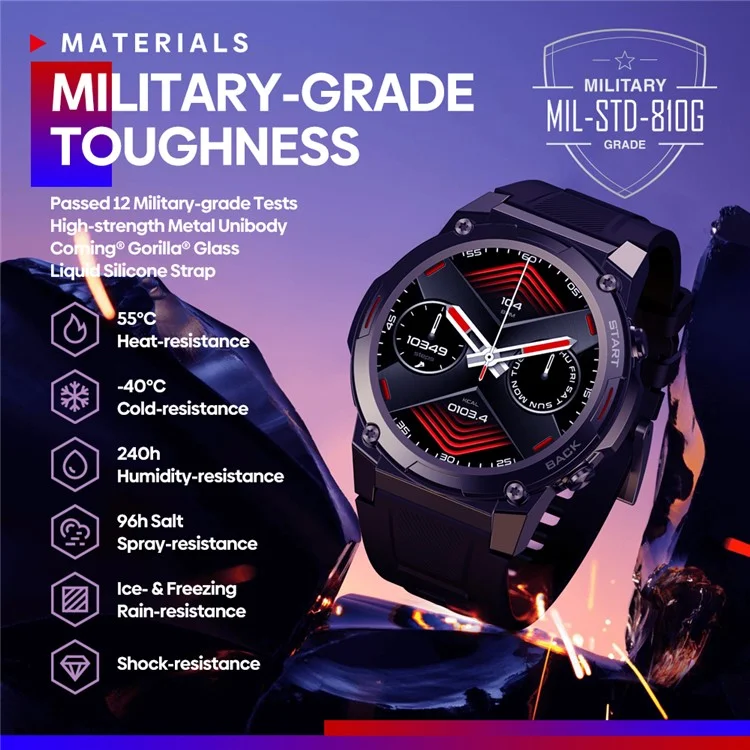 Zeblaze Vibe 7 Pro 1.43 Pouces AMOLED Hi-Fi Appels Téléphoniques Military Grade Forness Smart Watch - Argent