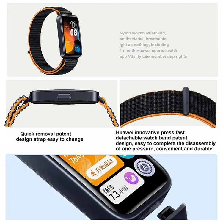 HUAWEI Band 8 1,47-Zoll AMOLED-Bildschirm Smartwatch Wasserdicht Gesundheitsmonitor Armband - Schwarz