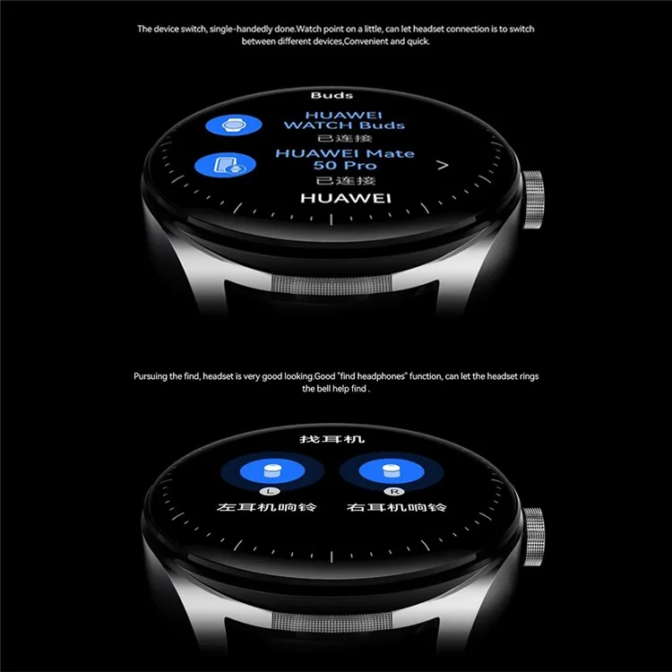 HUAWEI WATCH Buds 1.43-Inch AMOLED Cuffie e Smartwatch 2-in-1 Orologio Elettrico - Nero