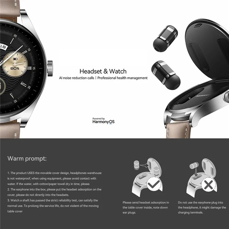 HUAWEI WATCH Buds 1.43-Inch AMOLED Cuffie e Smartwatch 2-in-1 Orologio Elettrico - Nero