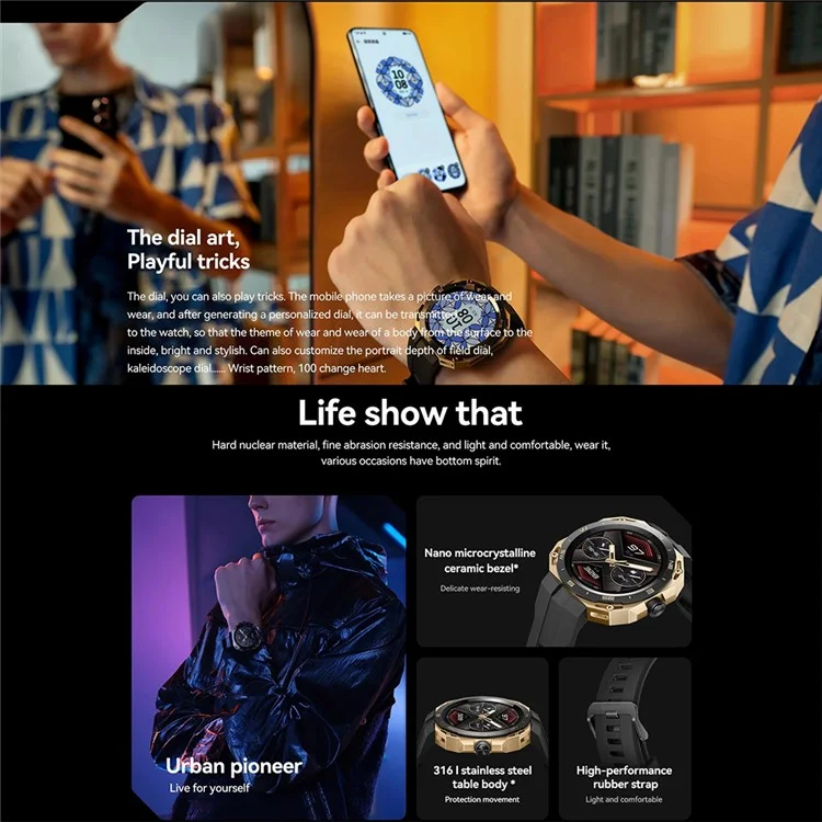 Huawei Watch GT Cyber ​​1,32 Polegadas de Tela AMOLED Bluetooth Calling Smart Watch Watch - Preto / Ouro