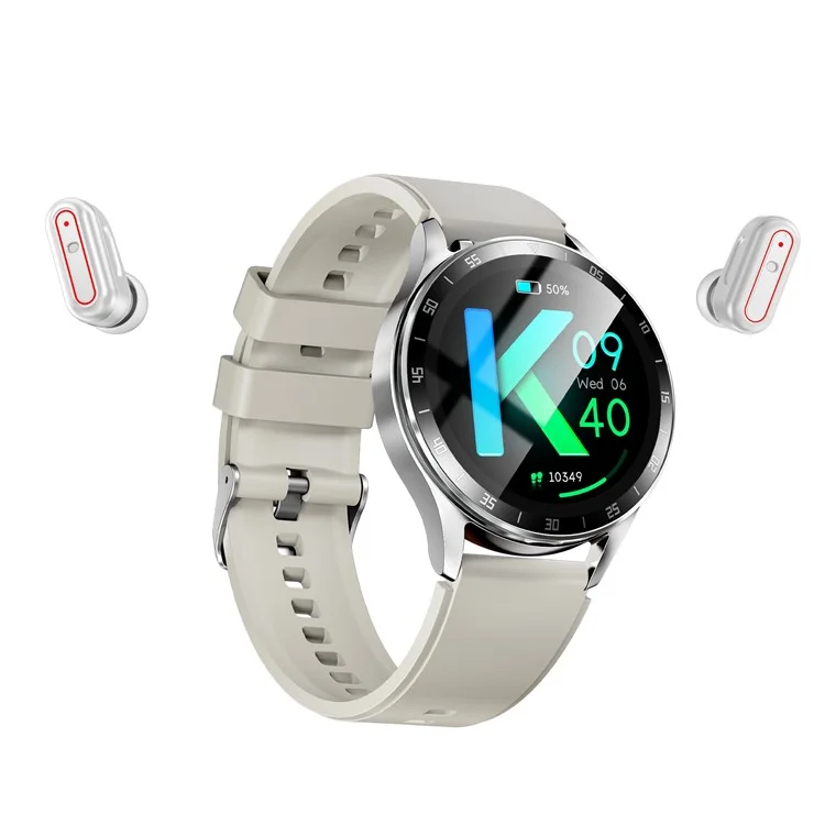 X10 2-in-1 1.39-inch Smart Watch with Earbuds, Flip Cover Version - Silver