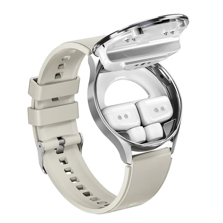 X10 2-in-1 1.39-inch Smart Watch with Earbuds, Flip Cover Version - Silver