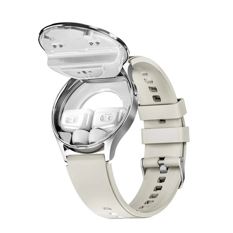 X10 2-in-1 1.39-inch Smart Watch with Earbuds, Flip Cover Version - Silver