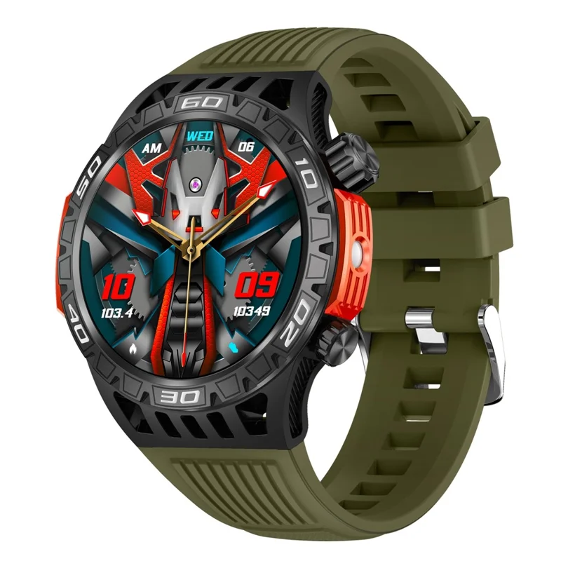 HT22 1.46-inch Round Smart Watch Waterproof Bluetooth-compatible Calling Sports Watch - Black+Green