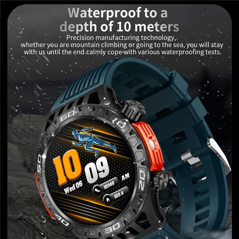 HT22 1.46-inch Round Smart Watch Waterproof Bluetooth-compatible Calling Sports Watch - Black+Green