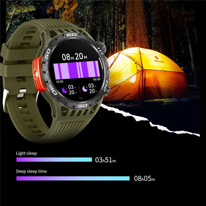 HT22 1.46-inch Round Smart Watch Waterproof Bluetooth-compatible Calling Sports Watch - Black+Green