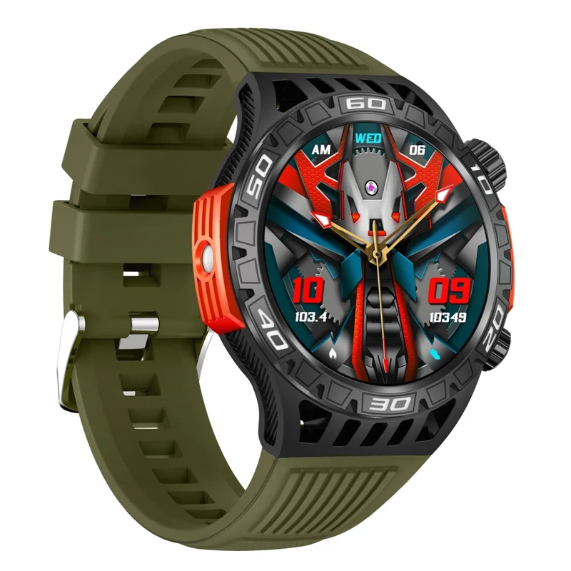 HT22 1.46-inch Round Smart Watch Waterproof Bluetooth-compatible Calling Sports Watch - Black+Green