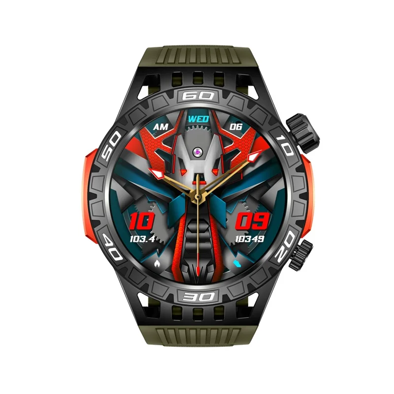 HT22 1.46-inch Round Smart Watch Waterproof Bluetooth-compatible Calling Sports Watch - Black+Green
