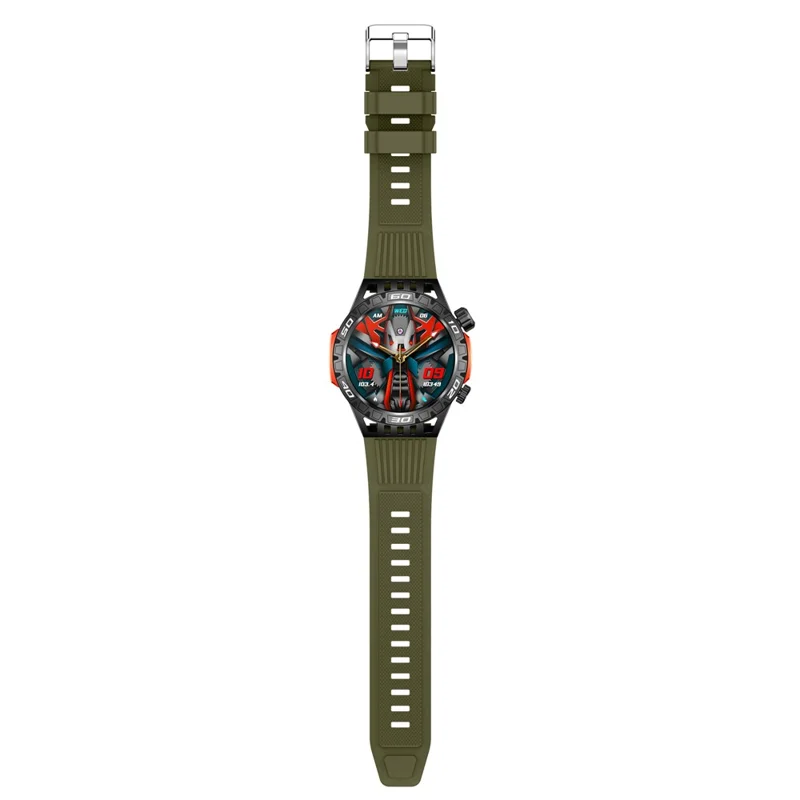 HT22 1.46-inch Round Smart Watch Waterproof Bluetooth-compatible Calling Sports Watch - Black+Green