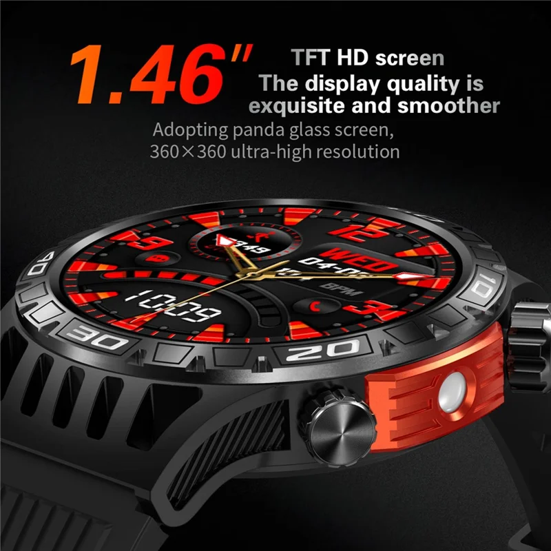 HT22 1.46-inch Round Smart Watch Waterproof Bluetooth-compatible Calling Sports Watch - Black+Green