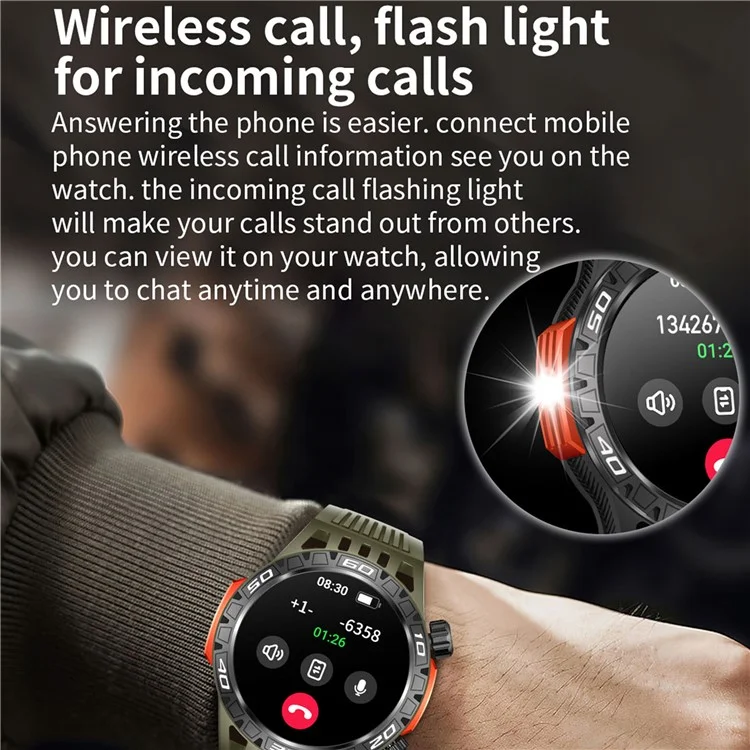 HT22 1.46-inch Round Smart Watch Waterproof Bluetooth-compatible Calling Sports Watch - Green