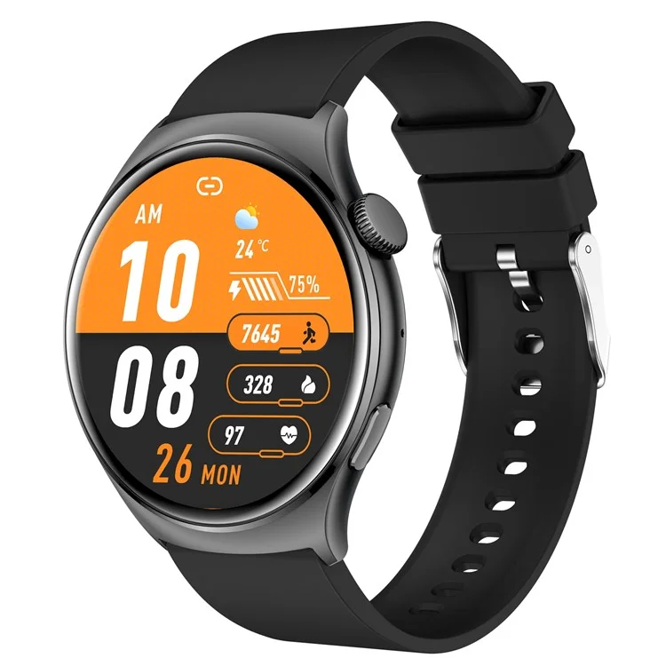 QX10 1.43" AMOLED Display Bluetooth-compatible Calling Health Monitoring Smart Watch - Black