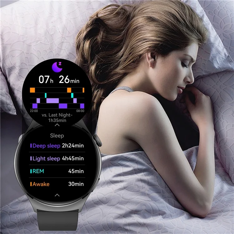 QX10 1.43" AMOLED Display Bluetooth-compatible Calling Health Monitoring Smart Watch - Black