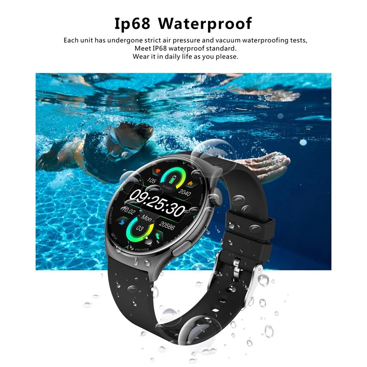 QX10 1.43" AMOLED Display Bluetooth-compatible Calling Health Monitoring Smart Watch - Black