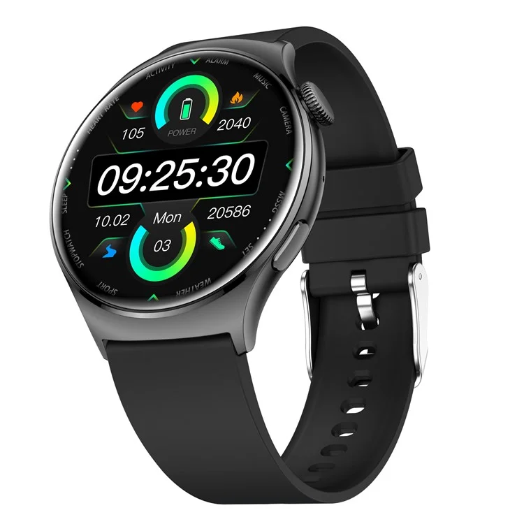 QX10 1.43" AMOLED Display Bluetooth-compatible Calling Health Monitoring Smart Watch - Black